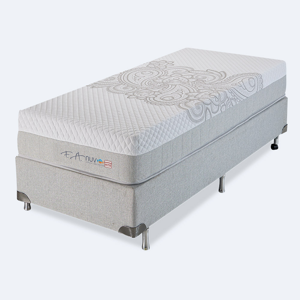 Colchão e Box Solteiro Espuma SoftGel Wave System 88x188x63cm | NUV