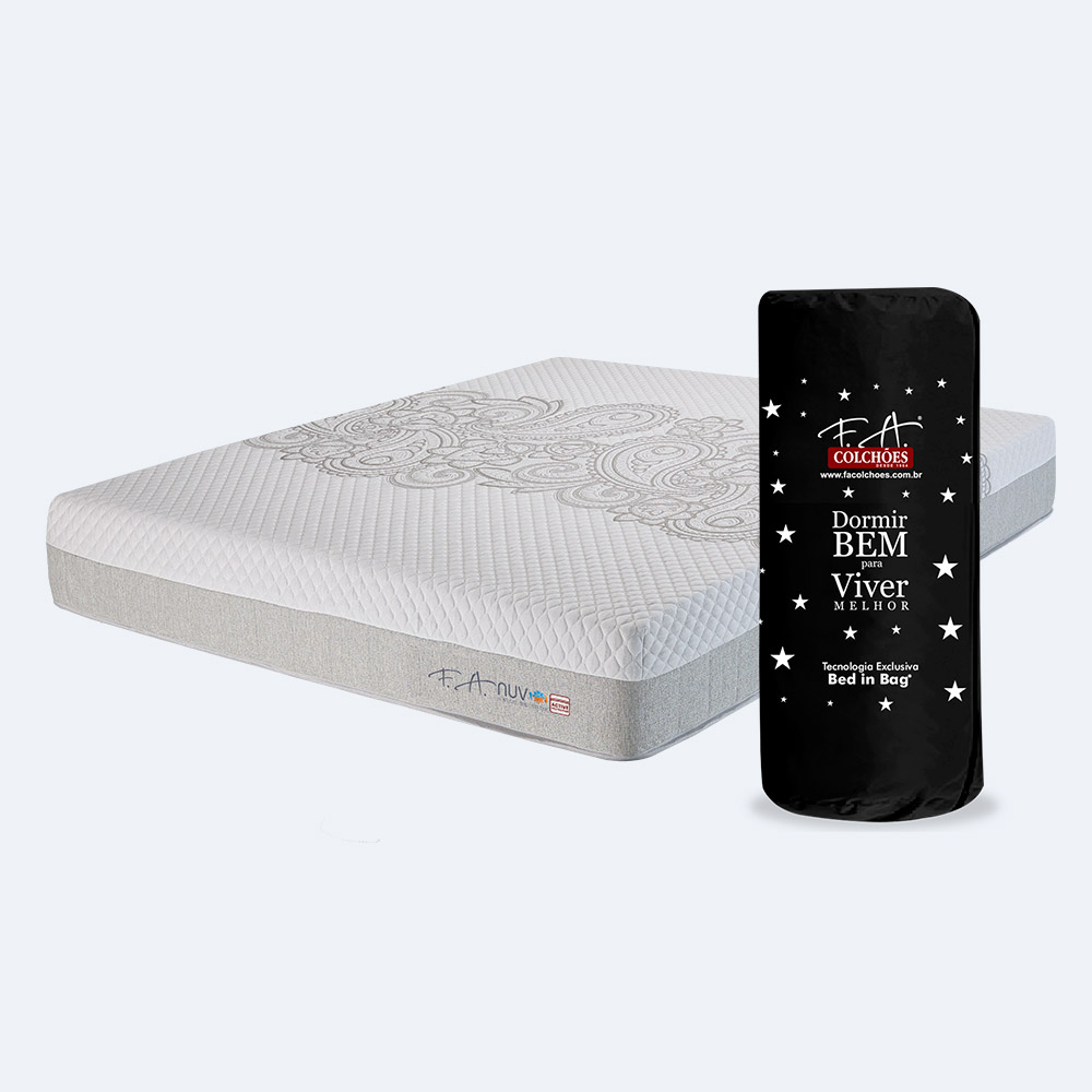 Colchão Queen D33 Pillow Duplo ViscoGel Vácuo 158x198x25cm | Nuv Roll