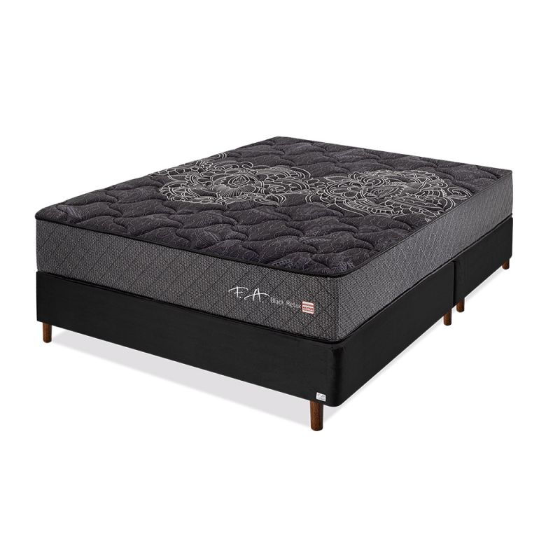 Cama Box Queen Molas Ensacadas Em Malha 158x198x59cm - Black Relax