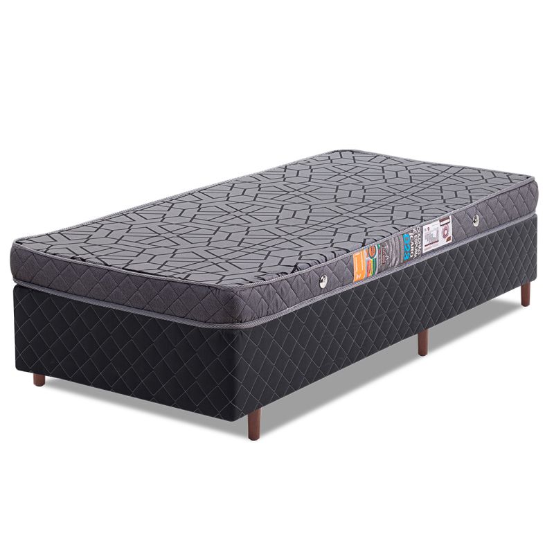 Cama Box Solteiro Espuma D23 88x188x46cm - Ícaro Black