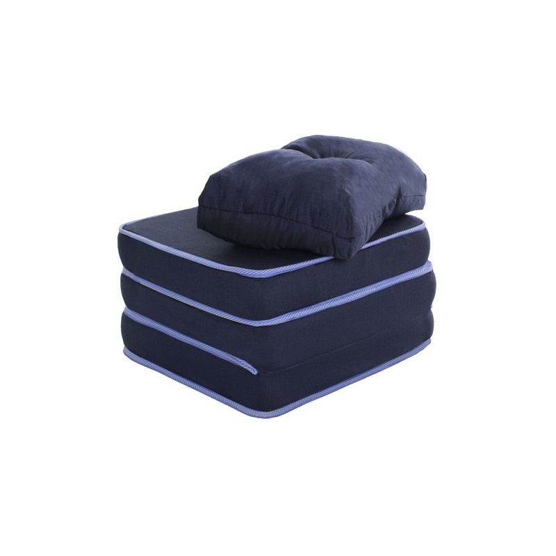 Puff Multiuso 3 em 1 Solteiro Azul com travesseiro 