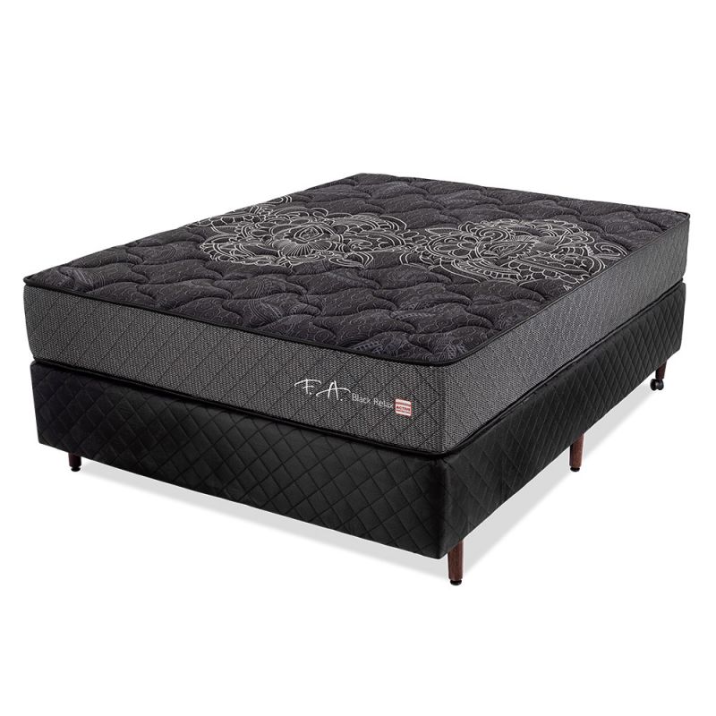 Cama Box Casal Molas Ensacadas Em Malha 138x188x59cm - Black Relax