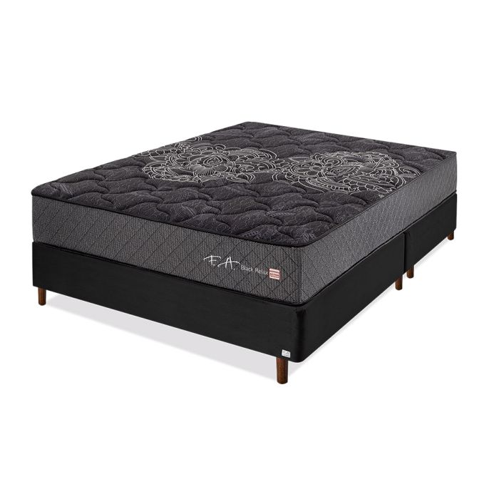 Cama Box Queen Molas Ensacadas Em Malha 158x198x59cm - Black Relax