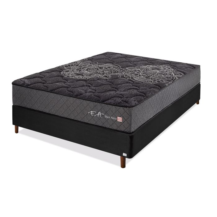 Cama Box Casal Molas Ensacadas Em Malha 138x188x59cm - Black Relax
