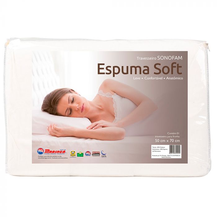 Travesseiro Sonofam De Espuma Soft Antialérgico 50x70cm - F.A. Colchões