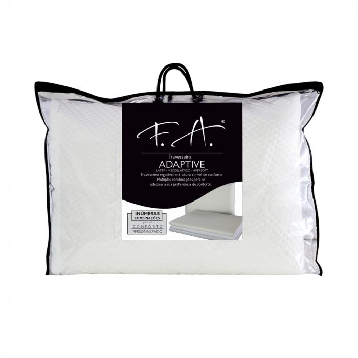 Travesseiro Premium Adaptive 50x70cm  3 Camadas Viscoelástica Látex Hipersoft - FA Colchões
