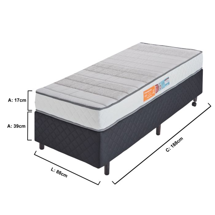 Cama Box Solteiro 88x188x56cm Espuma D33 Vácuo - FIT