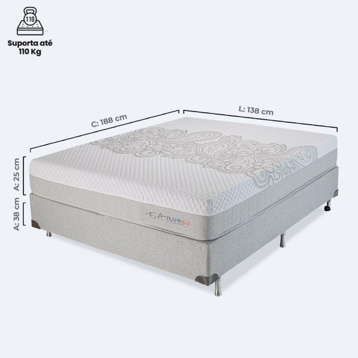 Colchão e Box Casal Espuma SoftGel Wave System 138x188x63cm - NUV