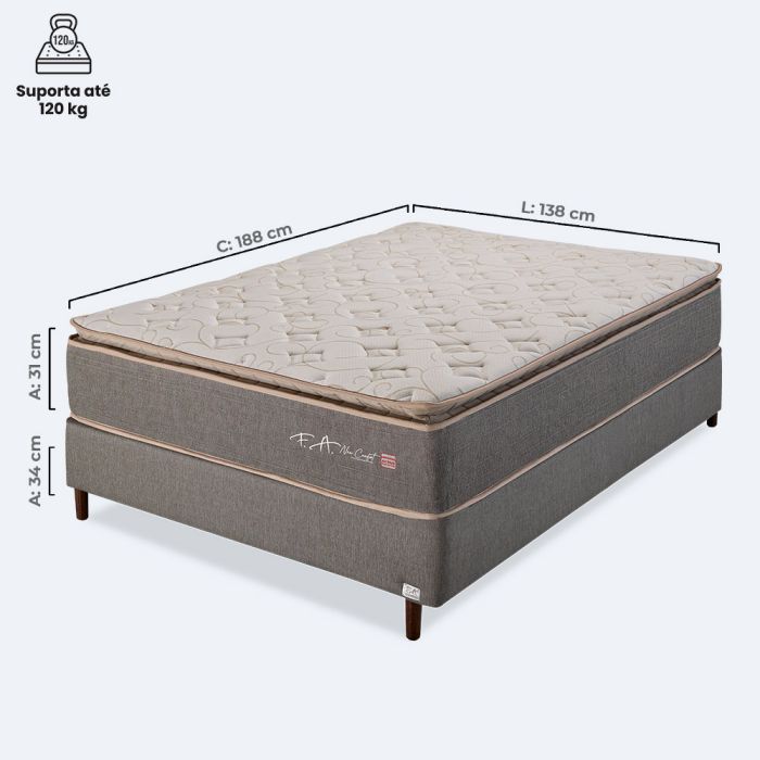Colchão e Box Casal Molas Ensacadas 138x188x70 - New Comfort