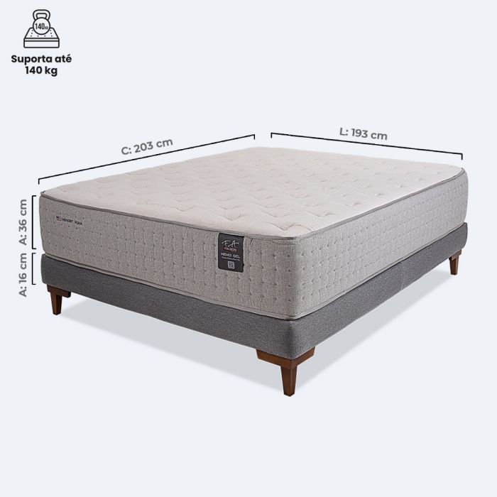  Cama Box King Espuma Nasa Molas Ensacadas 193x203x70 - MemoGel 