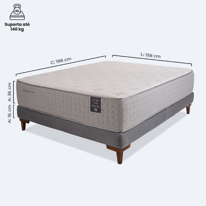 Cama Box Queen Espuma Nasa Molas Ensacadas 158x198x70 - MemoGel 