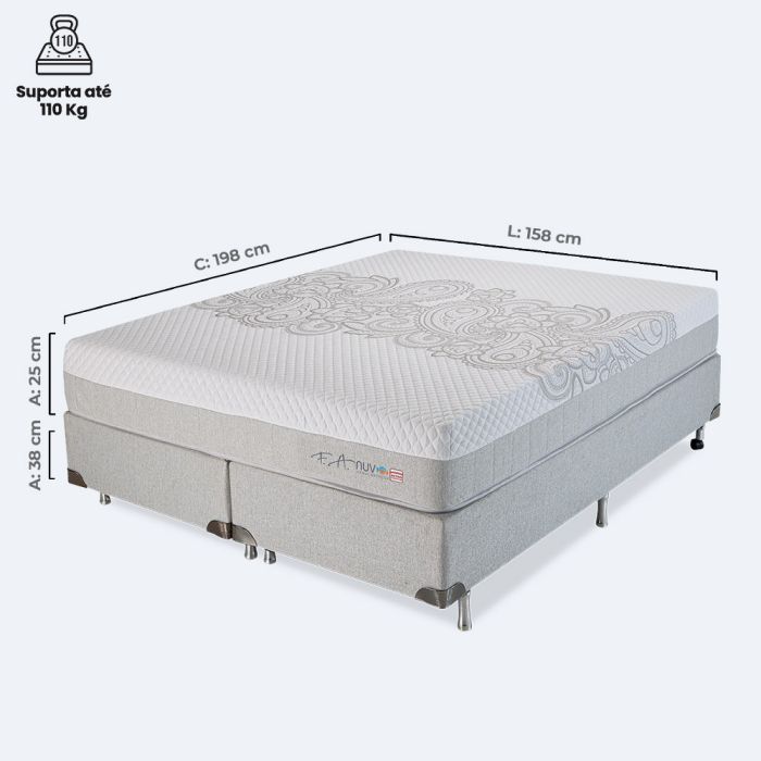 Colchão e Box Queen Espuma SoftGel Wave System 158x198x63cm - NUV