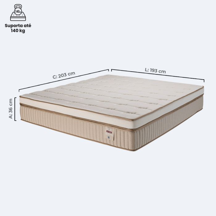 Colchão King Espuma D40 Molas Ensacadas 193x203x36cm - Max Suport