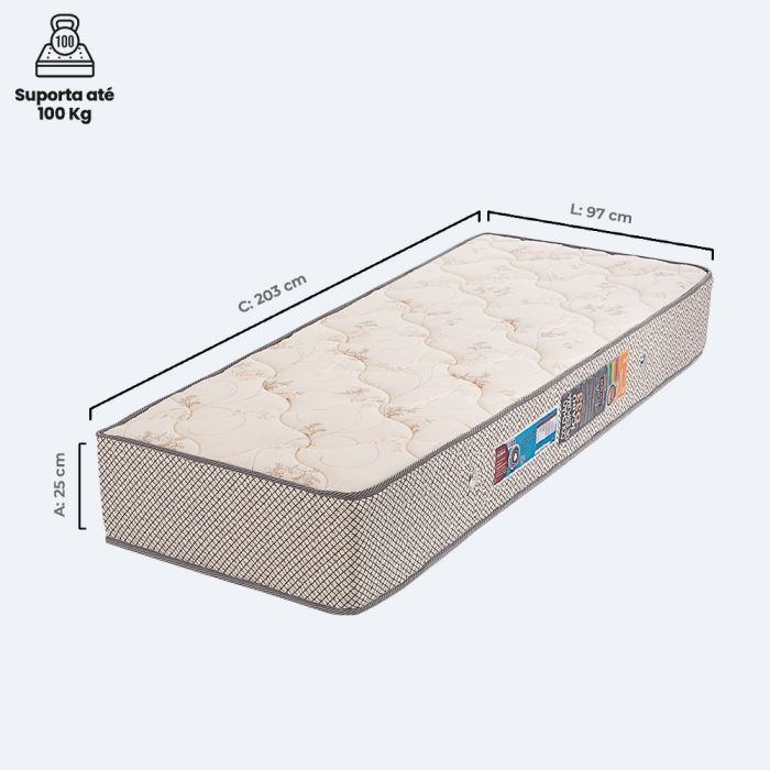 Colchão Twin Espuma D33 Certificada 97x203x25cm - Ícaro