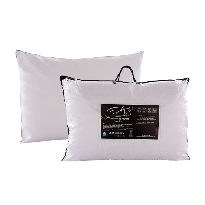 Travesseiro Conforto de Plumas Premium Fibra extra tipo Pluma de Ganso Ecológica 50x70cm - FA Colchões