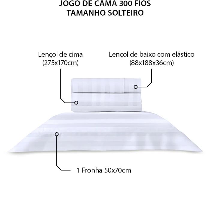 Jogo de Cama Solteiro 300 Fios 100% Algodão - Nóbile