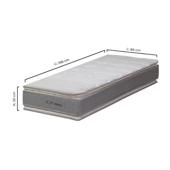 Colchão Solteiro Molas Ensacadas Pillow Top Duplo ViscoGel Nebraska 88x188cm F.A. Colchões