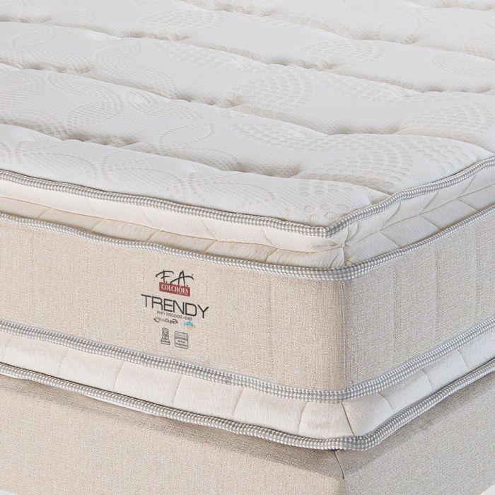 Colchão Solteiro Molas Ensacadas Pillow Top Duplo Viscoelástica e Visco Gel Trendy 88x188cm F.A. Colchões
