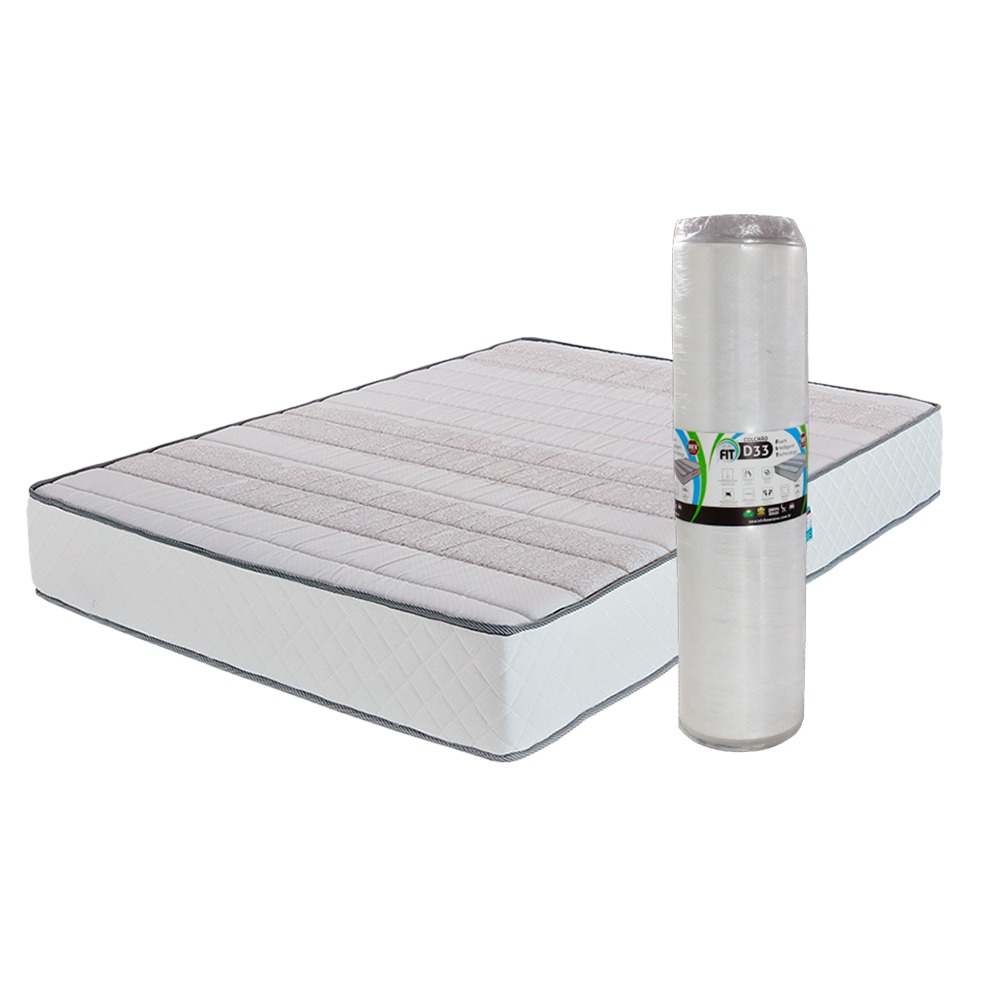 Colchao a Vácuo Casal 138x188x25cm Espuma D33 certificada - Fit